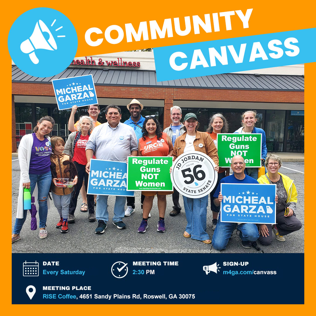 Saturday afternoon canvass graphic with pictures of canvassers holding up signs