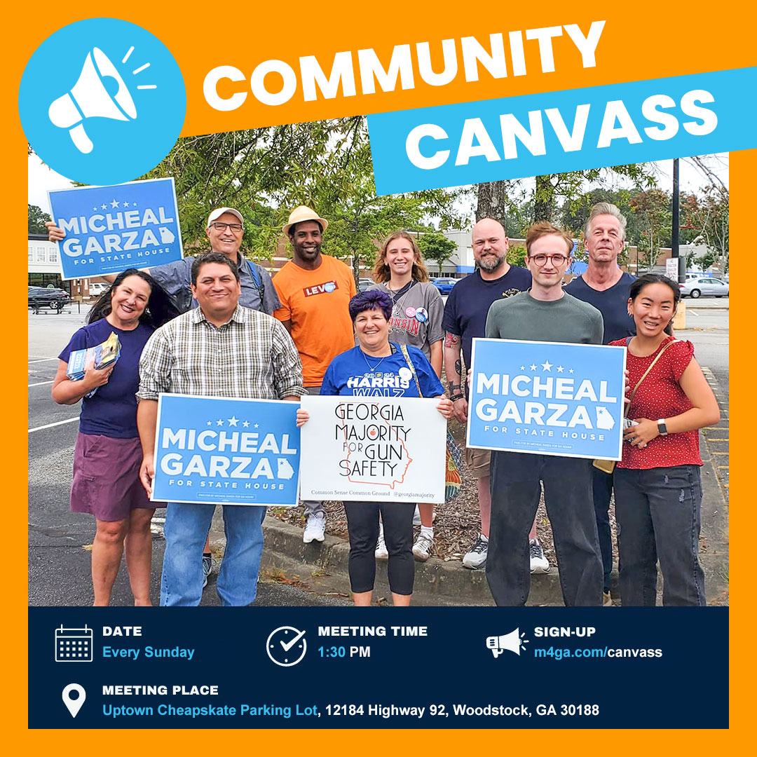 Sunday afternoon canvass graphic with pictures of canvassers holding up signs